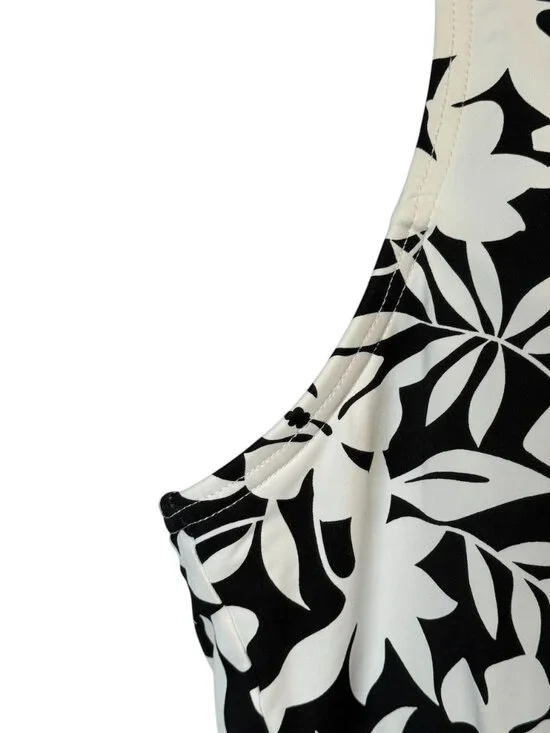 Lands End Tankini Top Size 20W Square Neck Black White Floral Swimsuit Soft Bra - Picture 6 of 16